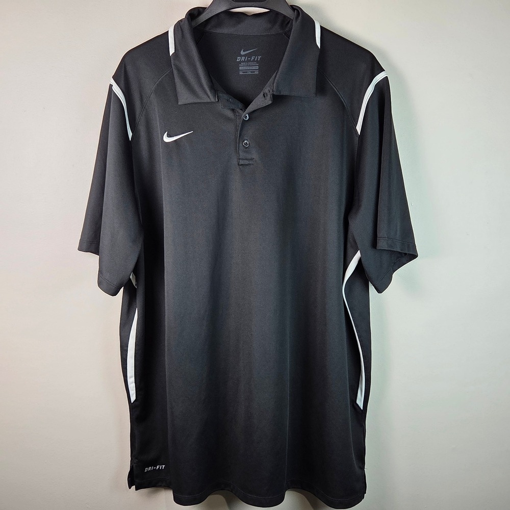 Nike Polo Shirt Mens XXL Black Excellent Dri-FIT Golf Athletic Short Sleeve